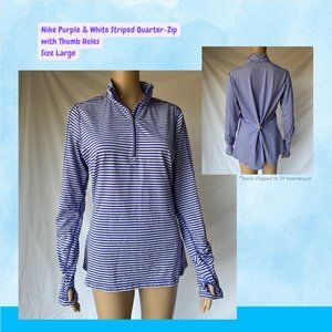 Nike Purple & White Striped Quarter-Zip with Thumb Holes | EUC | Large